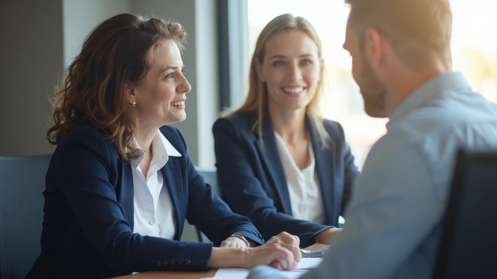 Профессиональный консультант проводит деловую встречу с молодым специалистом в современном офисе