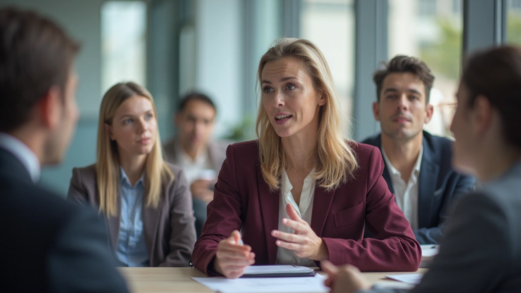 Специалист по развитию персонала проводит деловое совещание с коллегами