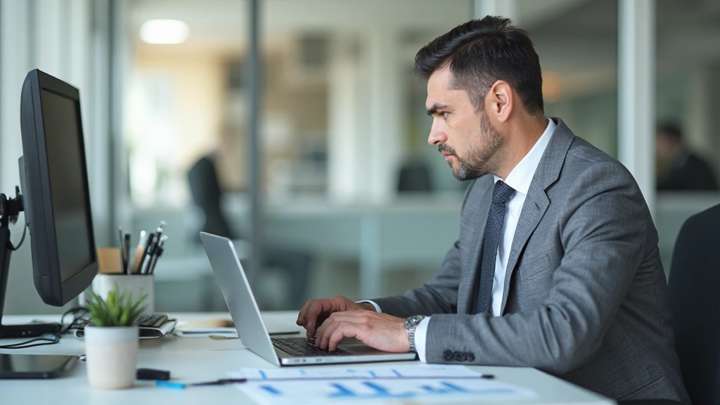 Деловой человек анализирует финансовые показатели и статистику доходов